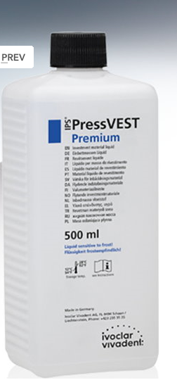 Паковка IPS PressVEST Premium жидкость 0,5 л. Паковка IPS PressVEST Premium жидкость 0,5 л. в ООО «ЭУР-МЕД Дон»
